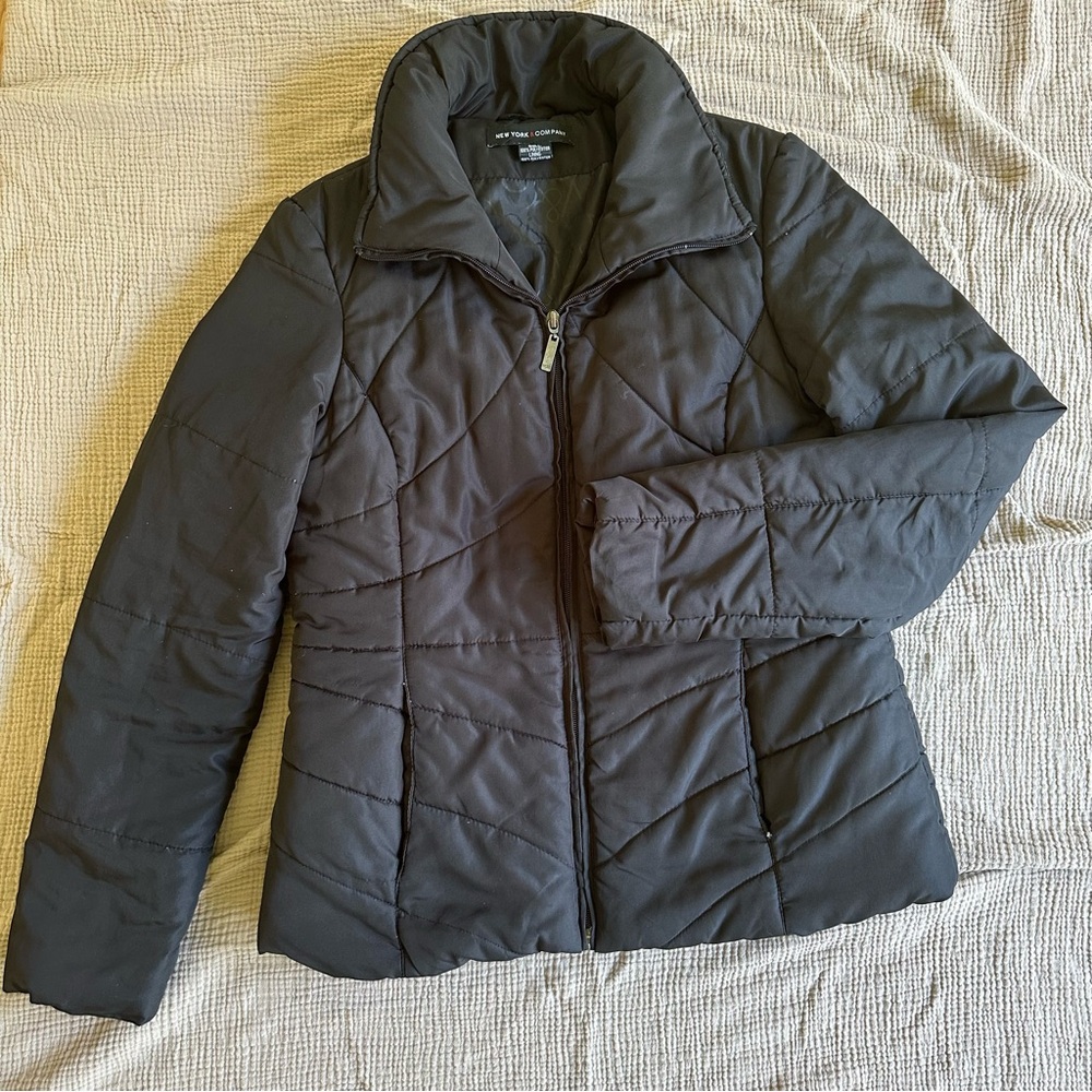 New York & Company Women's Black Quilted Puffer Jacket